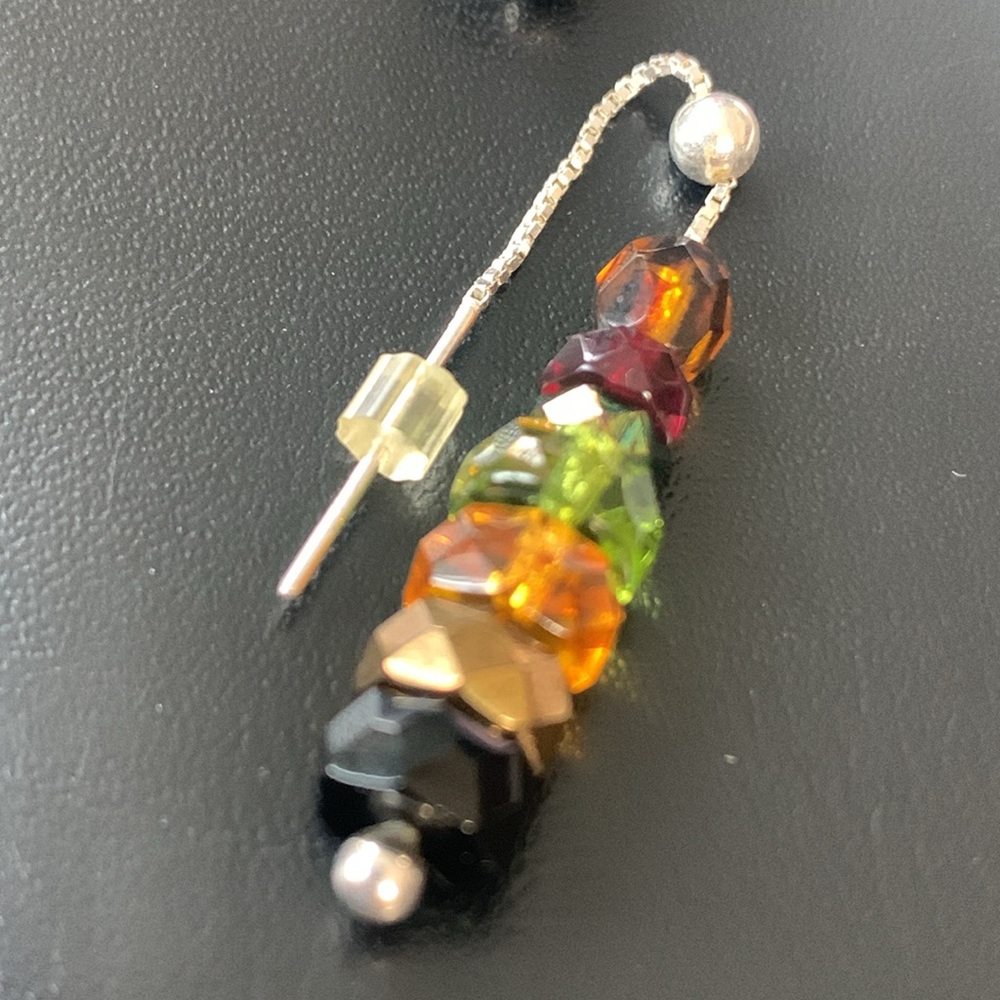 Gemstone Threader Sterling Silver Earrings - image 3